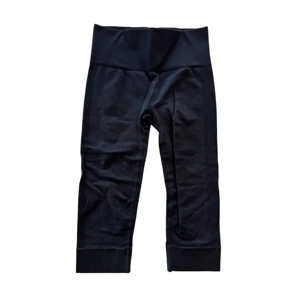 Lululemon Seamlessly Street Crop Heathered Naval Blue Leggings Women's 4 Pilates